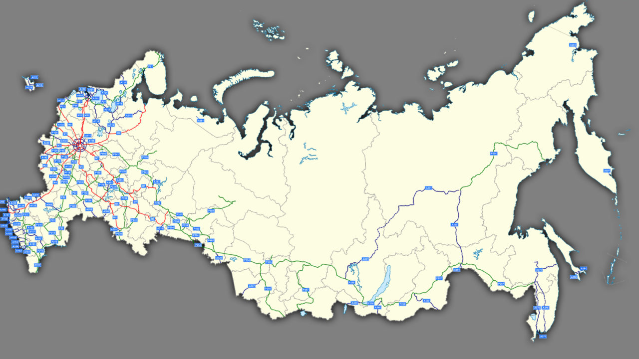 Карта автомобильных дорог России