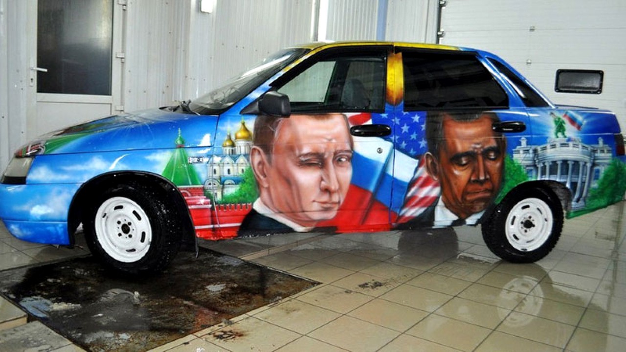 Барак Обама. Рисунок на автомобиле