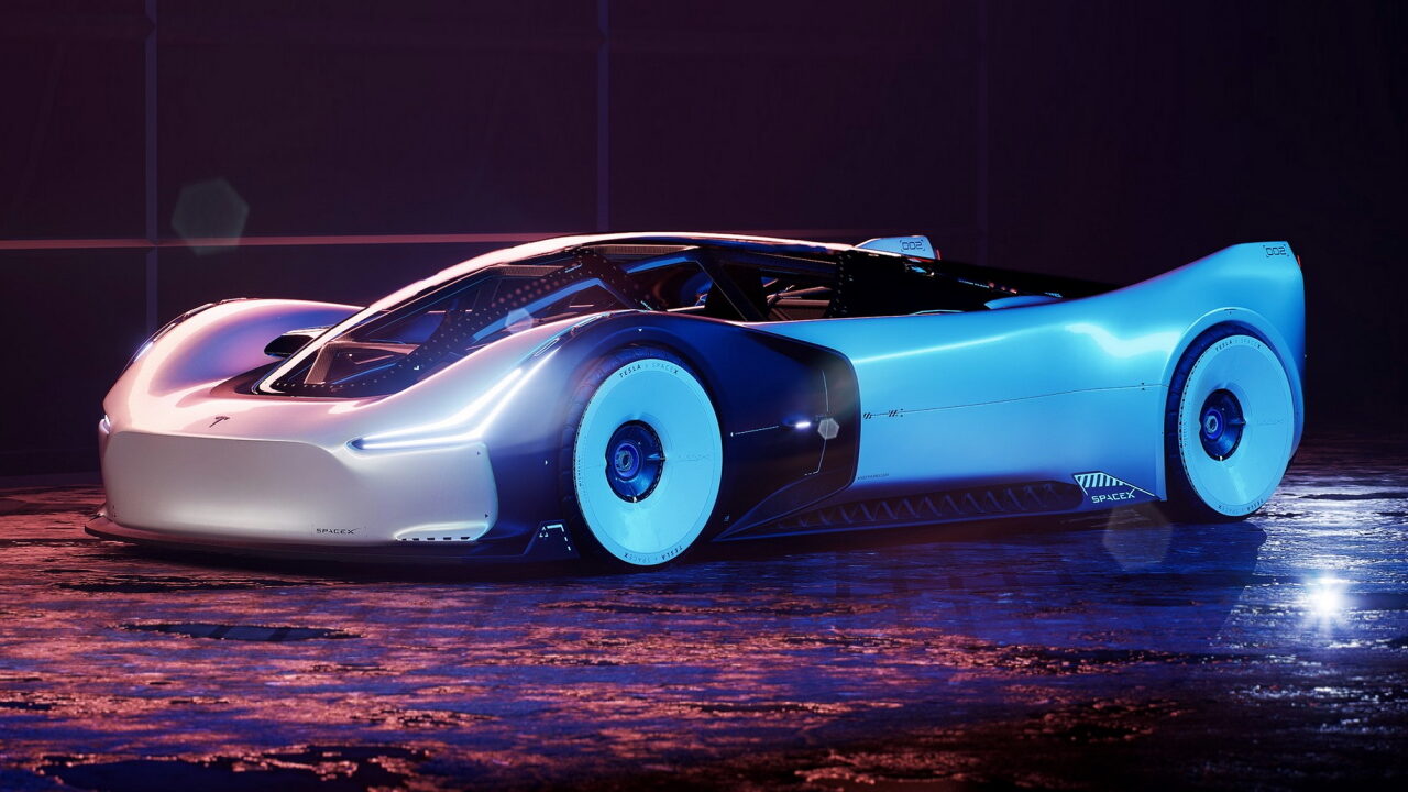 A German designer has developed the Tesla SpaceX Model R, a rocket-powered electric car