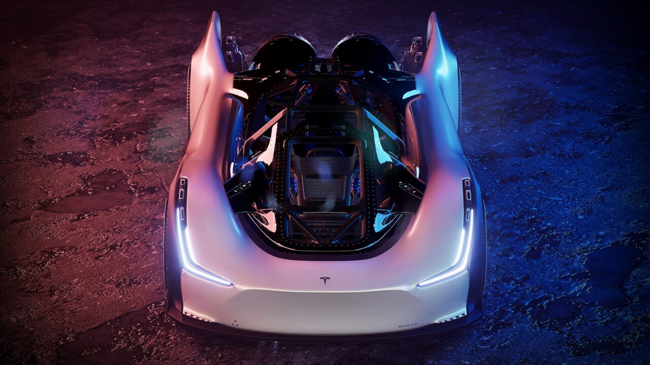 Немецкий дизайнер разработал Tesla SpaceX Model R – электромобиль с ракетными двигателями